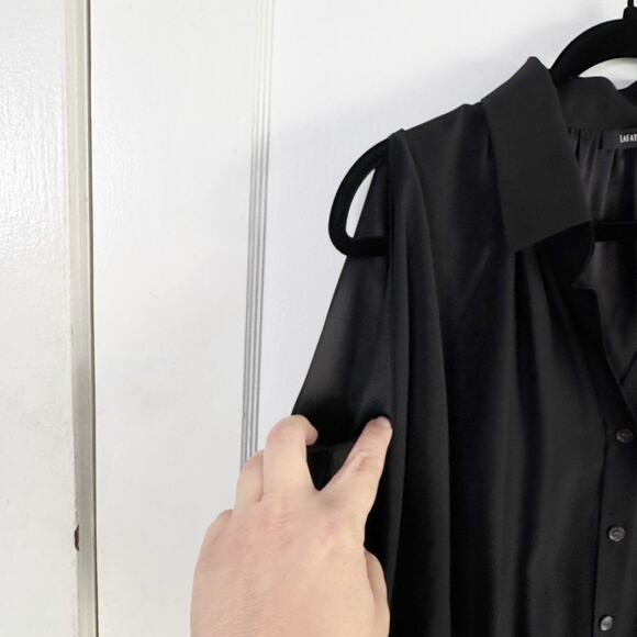 Lafayette 148 NY Silk Split Sleeve Button Down Blouse Top Career Designer 10 Ten - Picture 3 of 12